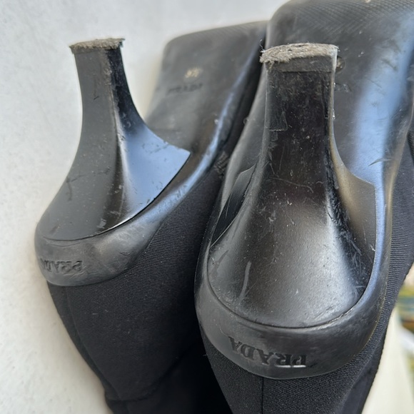 PRADA SPORT | Black Nylon Pointed Toe Kitten Heel Ankle Boots - Picture 12 of 12